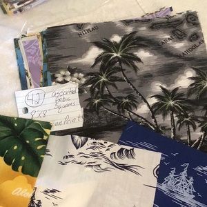 Assorted Hawaiian fabric squares8x8” 42. Assorted squares as shown from Hawaii.